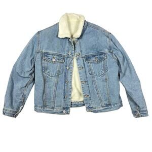 John Galt California Denim Jacket Sherpa Lined Light Wash Trucker S/M